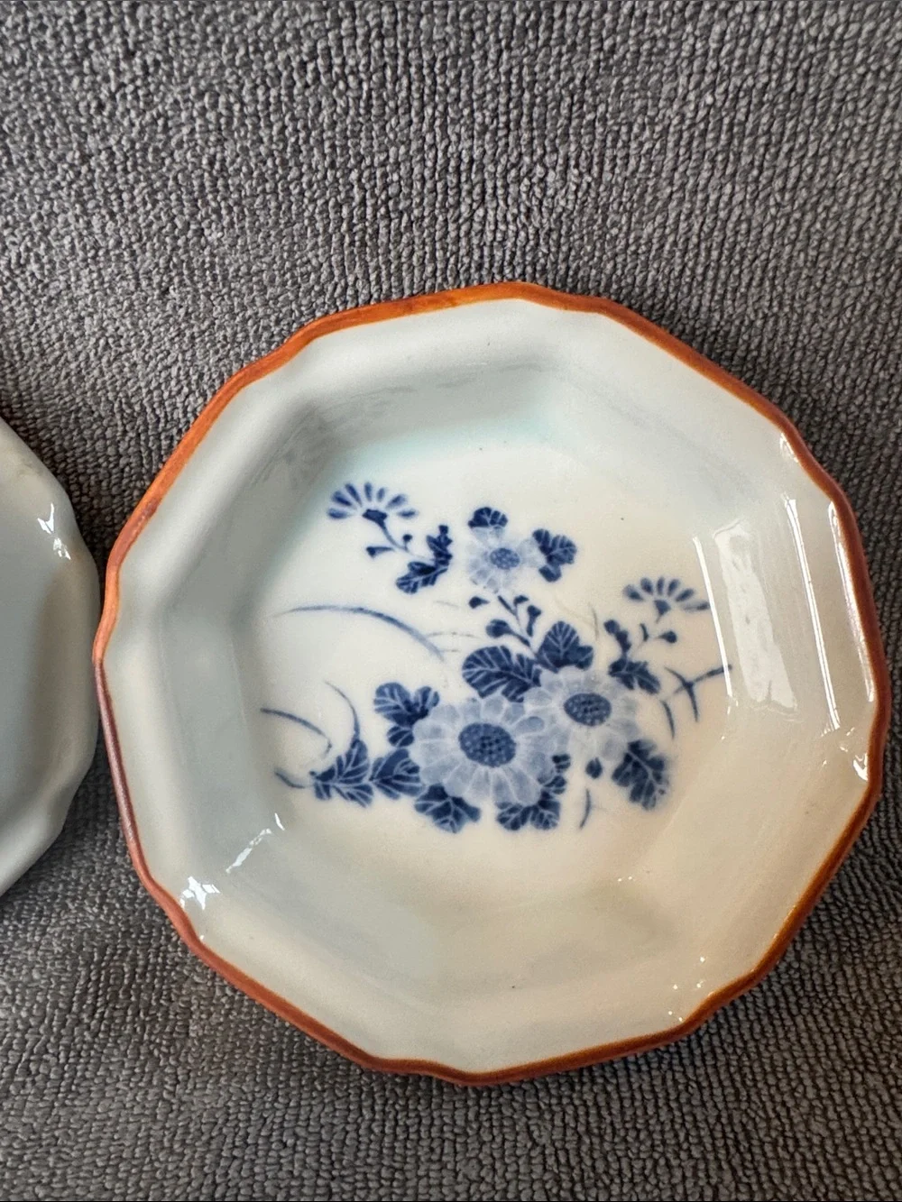 Vintage Koraku Kiln Japanese Arita Ware Plates Set of 4 Octagon Flower Dishes